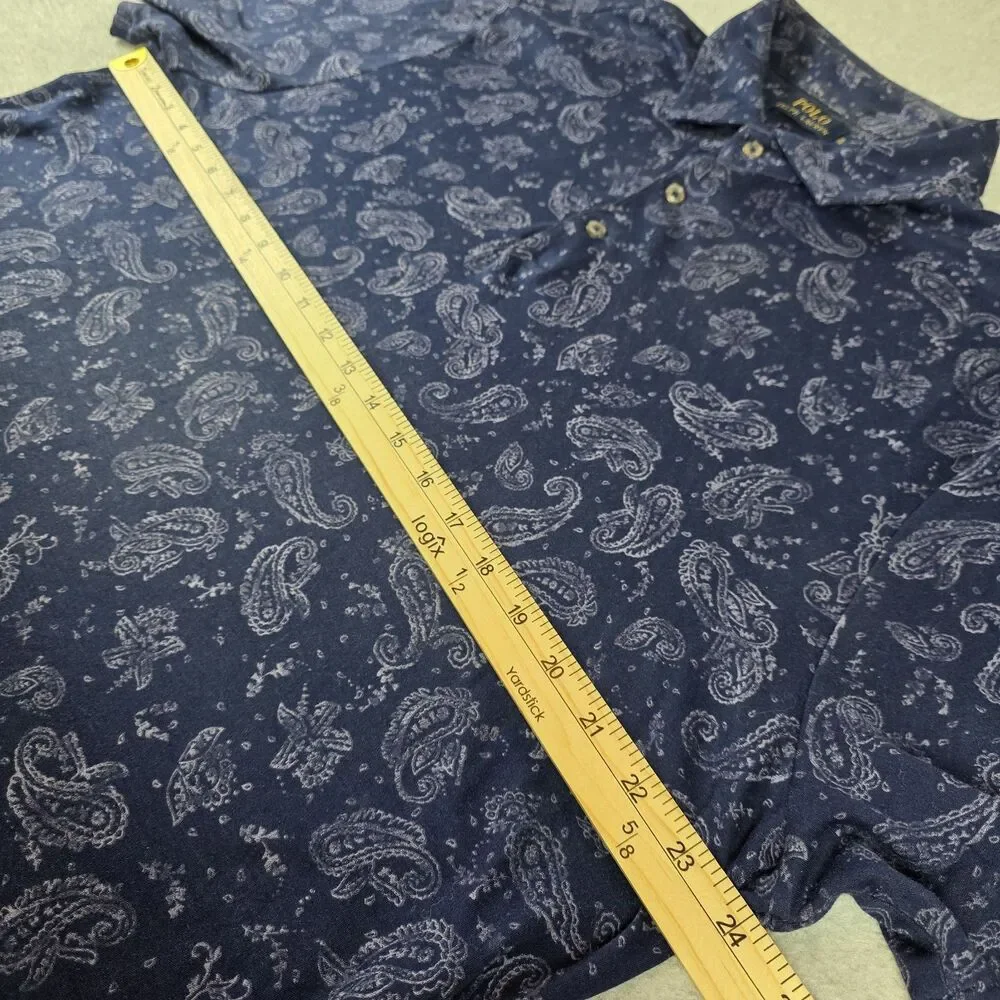 Polo Ralph Lauren Men's Polo Shirt XL Navy Paisley Bandana Print Cotton